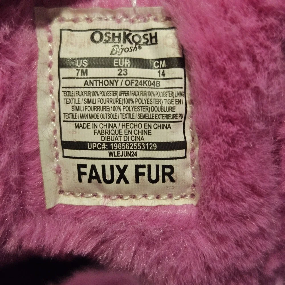 OshKosh Girls Pink Faux Fur Winter Boots Toddler Size 7